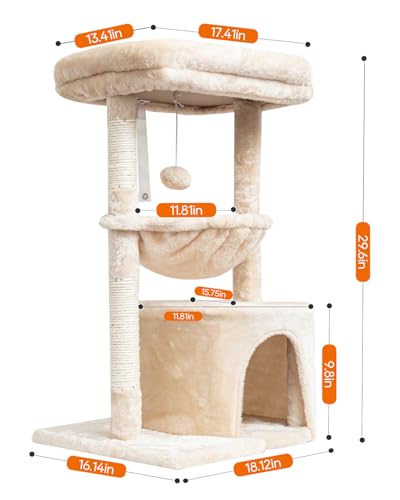 Small Cat Tree with Scratching Post and Cradle Z864037