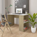White Computer Desk with Side Storage Shelves I487031