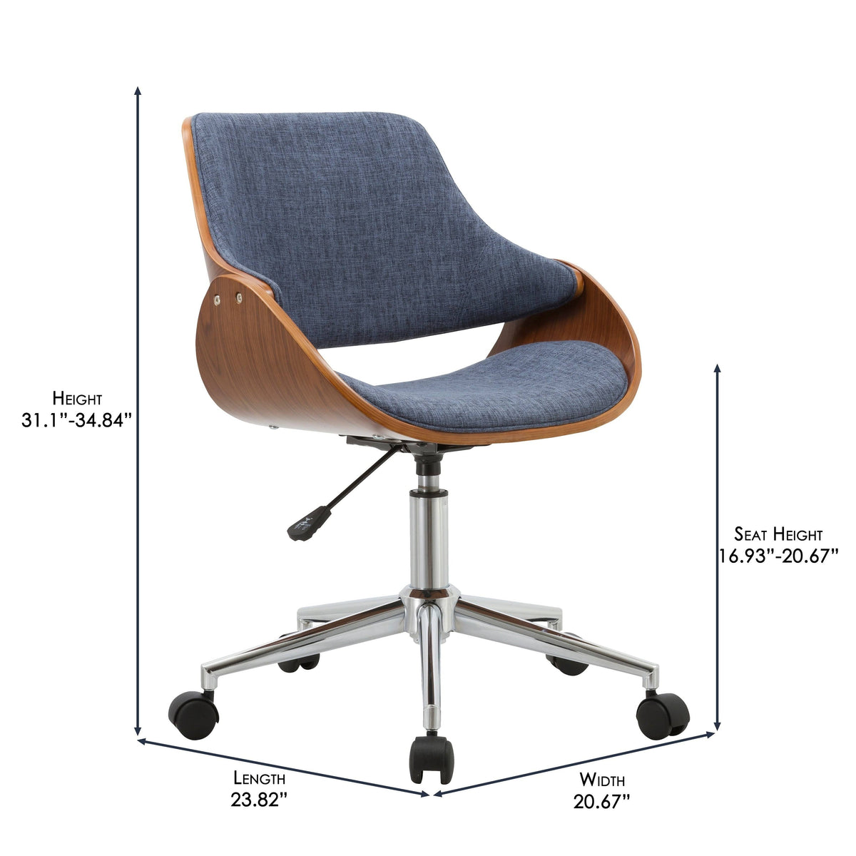 Adjustable Height Modern Office Desk Chair with Caster Wheels W7120