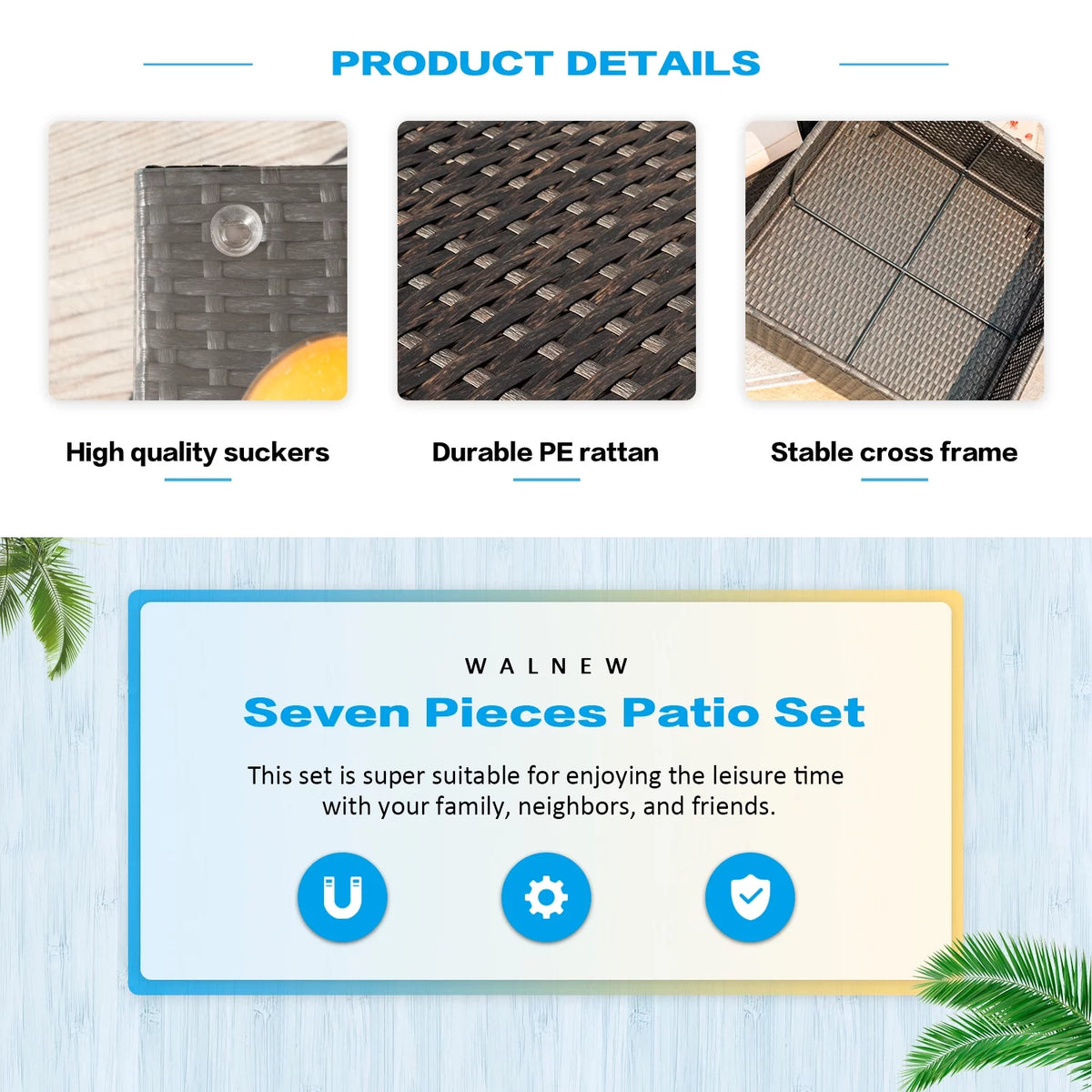 7 Pieces PE Rattan Patio Conversation Set O10488