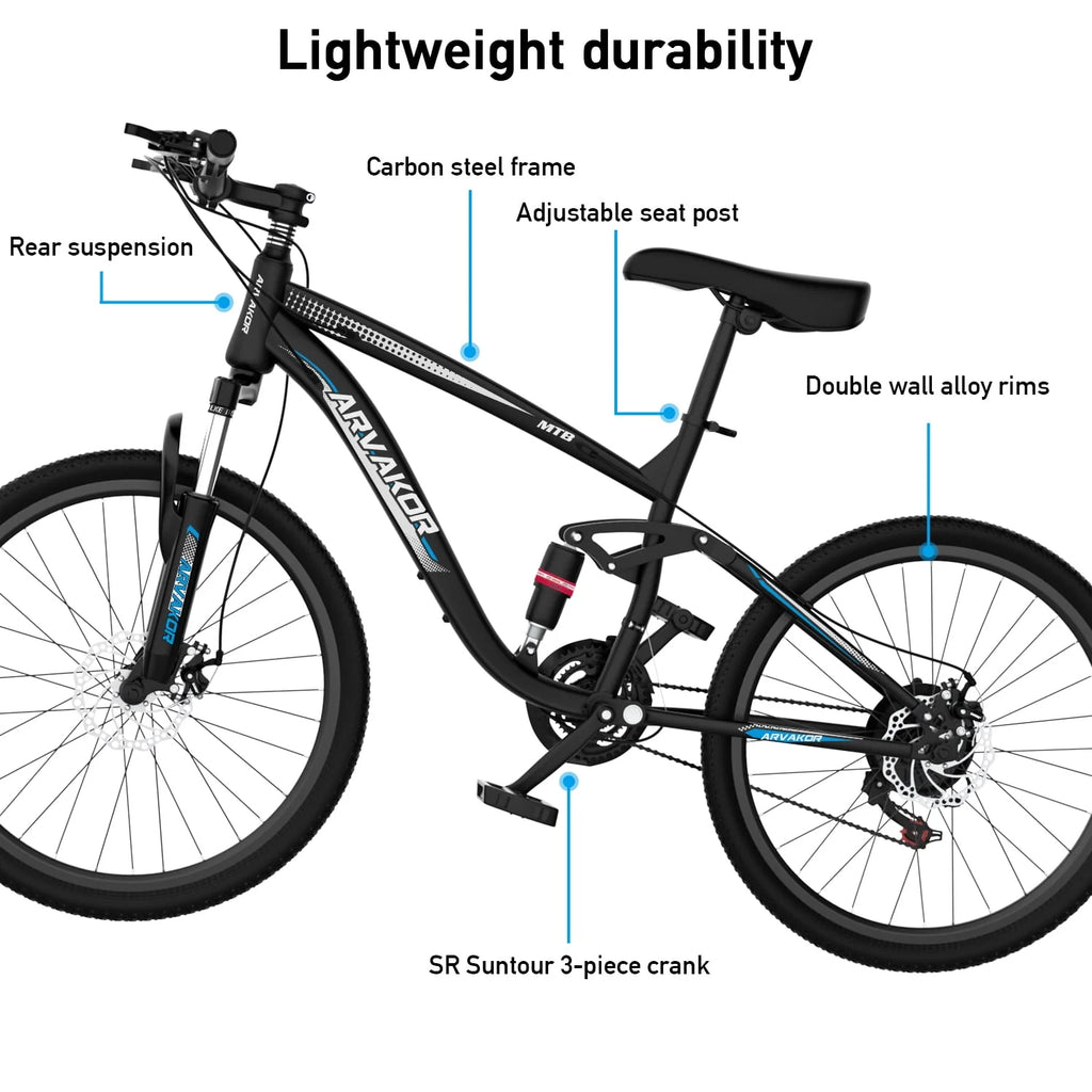 26'' Mountain Bikes 21 Speeds Double Disc Brake Gray S8977