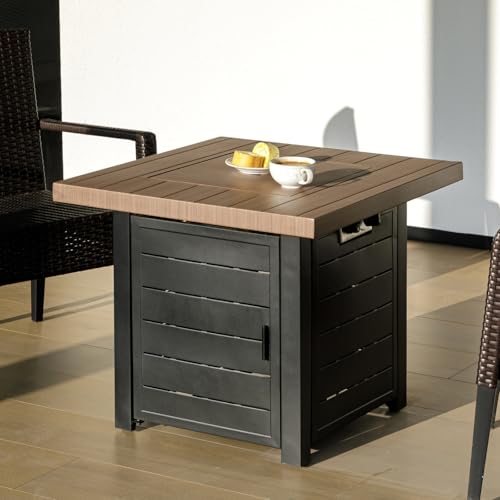 28 Inch Propane Fire Pit Table with Lid & Lava Rock, 50000 BTU Z51378