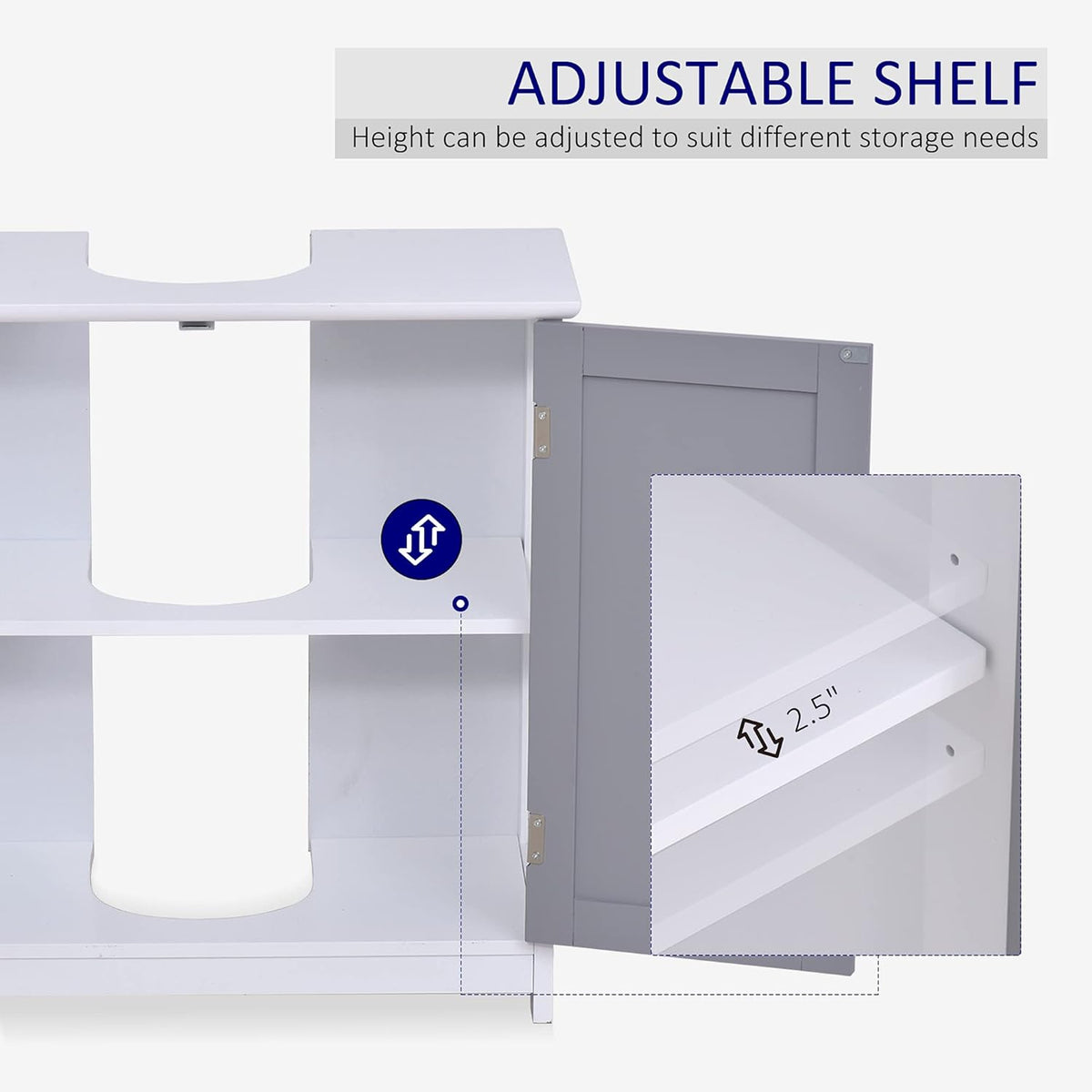 White and Grey Under-Sink Bathroom Vanity Cabinet W966762