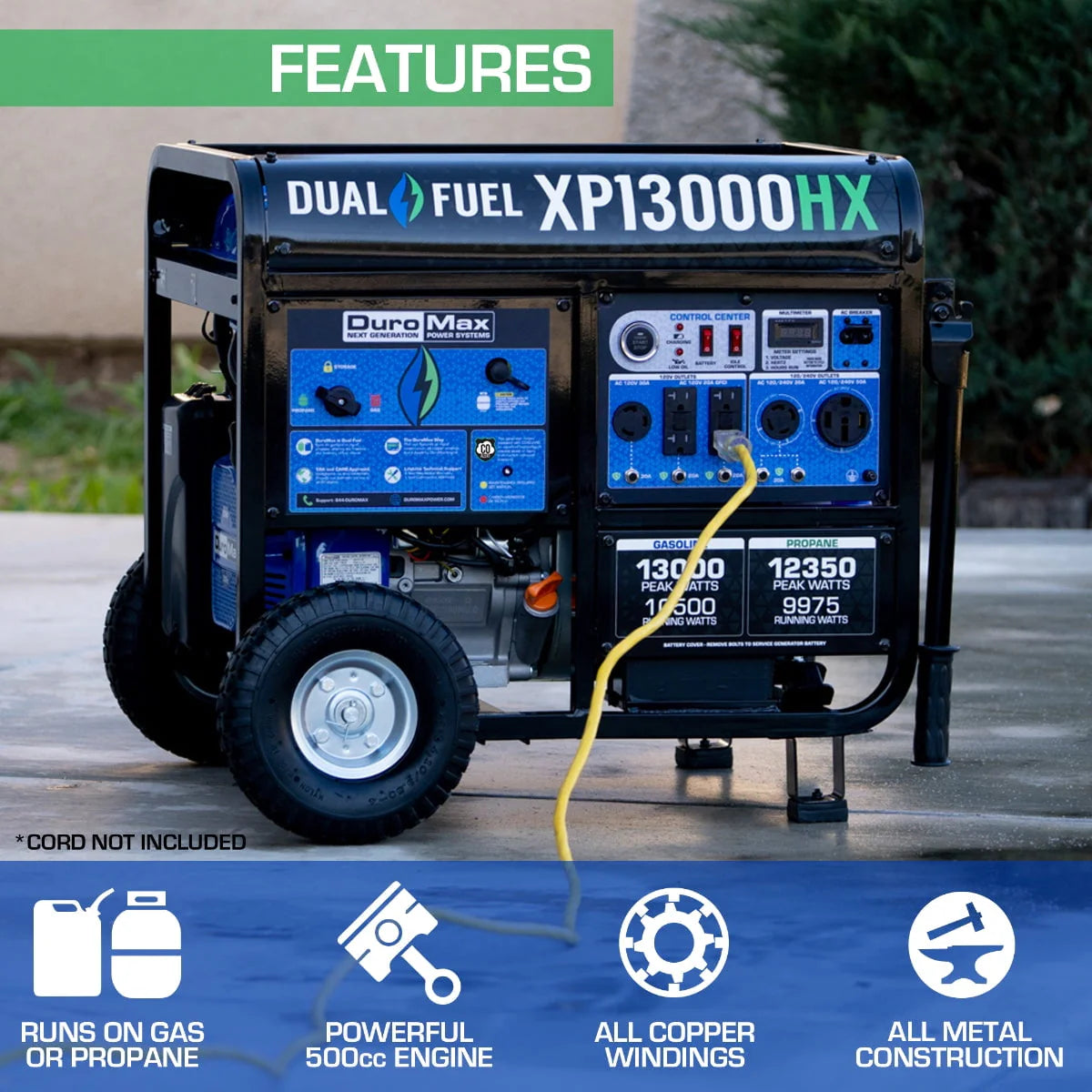 13,000 Watt Dual Fuel Portable Generator O1347