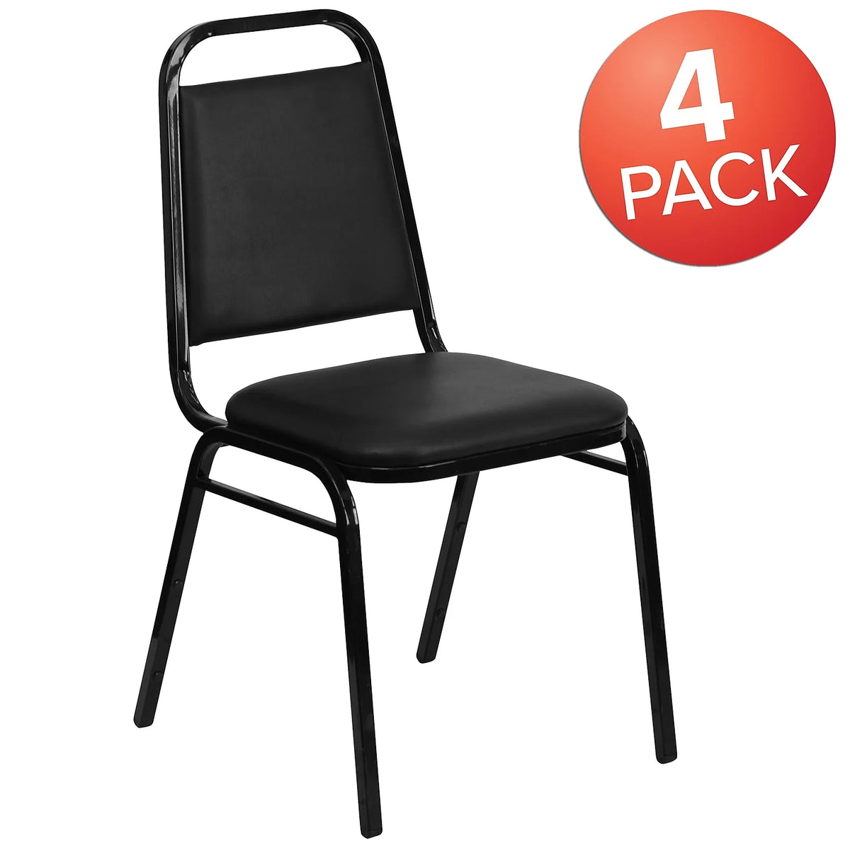 4 Pack Black Vinyl Stacking Banquet Chair T6729