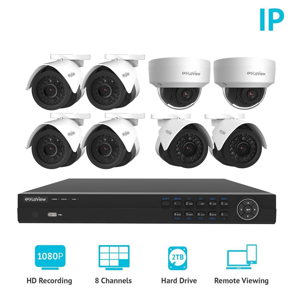 8 Camera 1080p IP PoE Security System with 2TB HDD White U519344