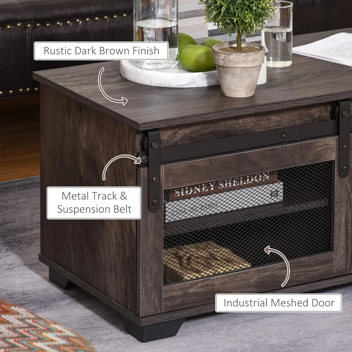 Dark Brown Coffee Table with Storage N4499