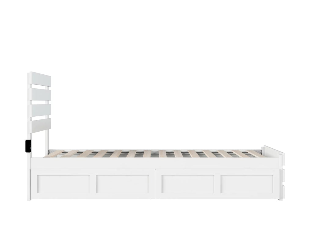 White Twin Extra Long Bed with Footboard and 2 Drawers G55044