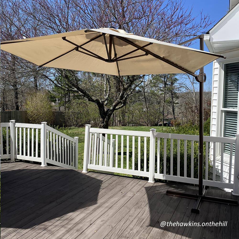 Blue Offset Cantilever Umbrella with Cross Base Y16886