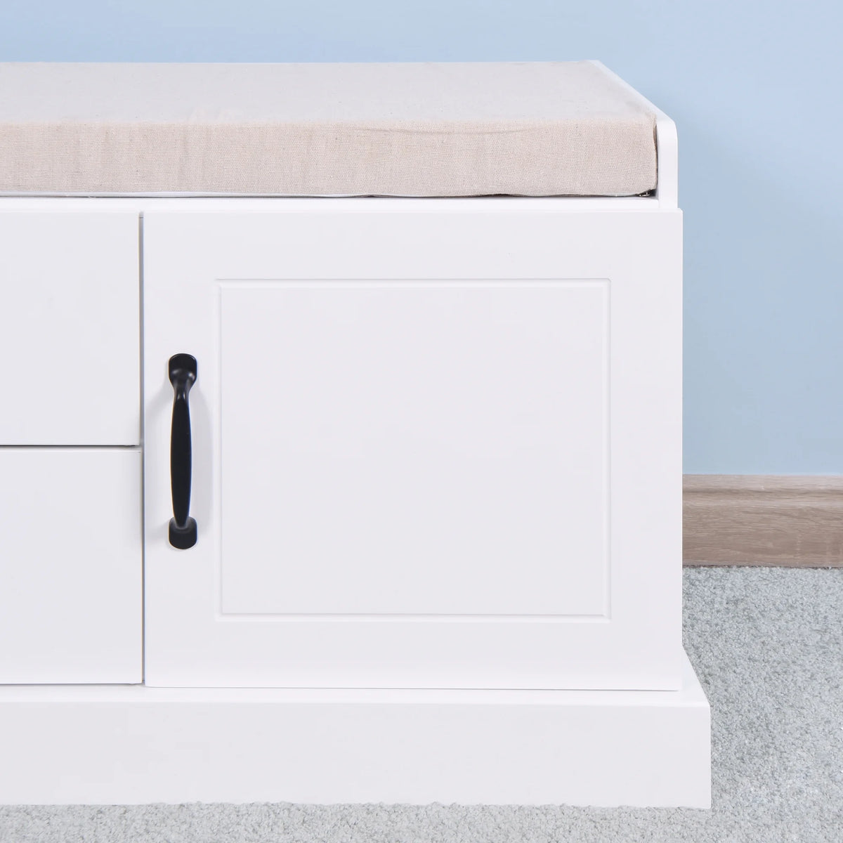 White Storage Bench with 2 Drawers M2841
