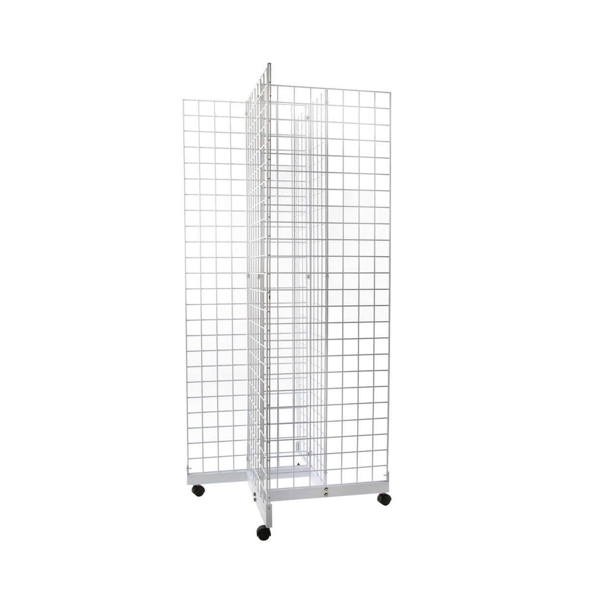 White 4-Way Wire Grid Tower with Base and Casters G391