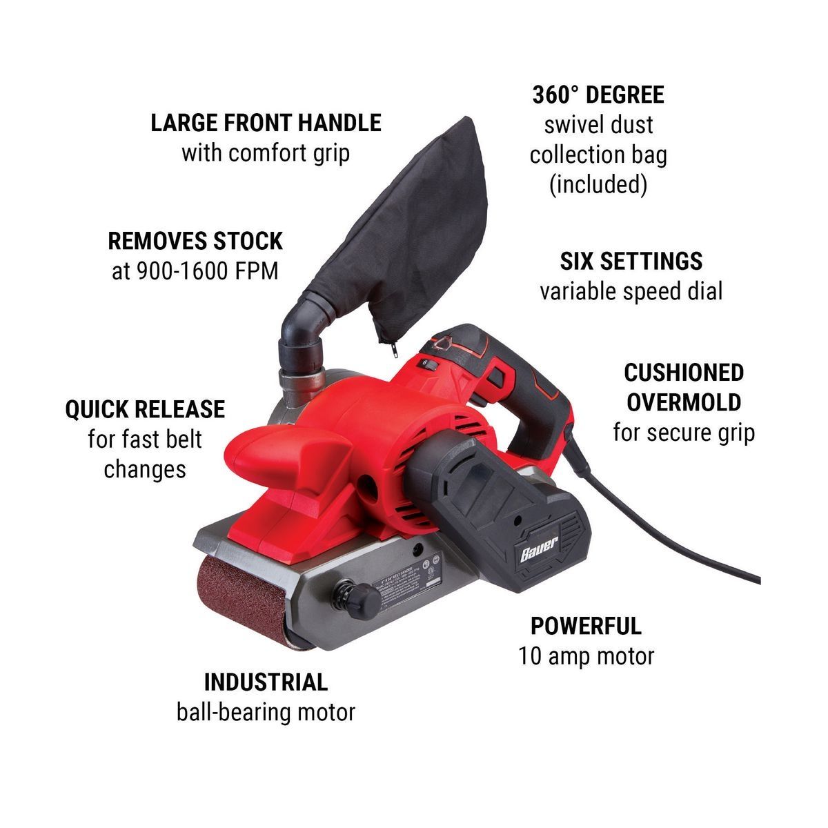 10 Amp 4 in. x 24 in. Variable-Speed Belt Sander F773