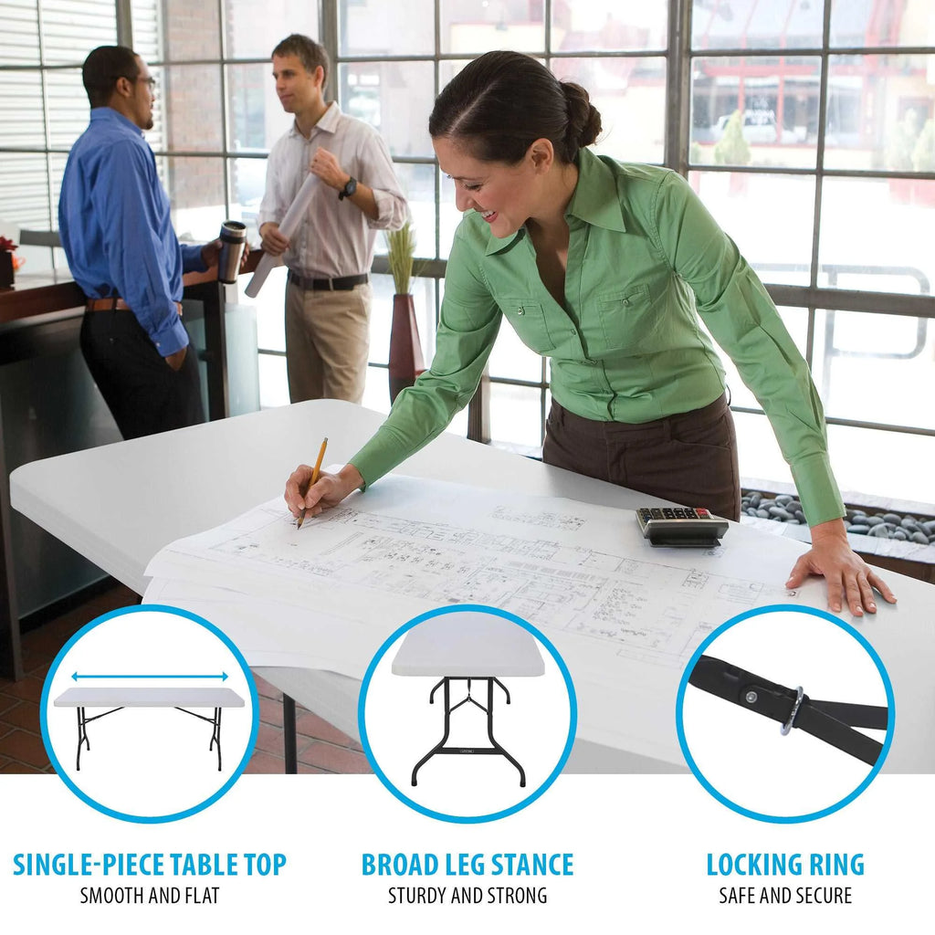 White 6 ft. Rectangle Folding Table Set of 4 A5955