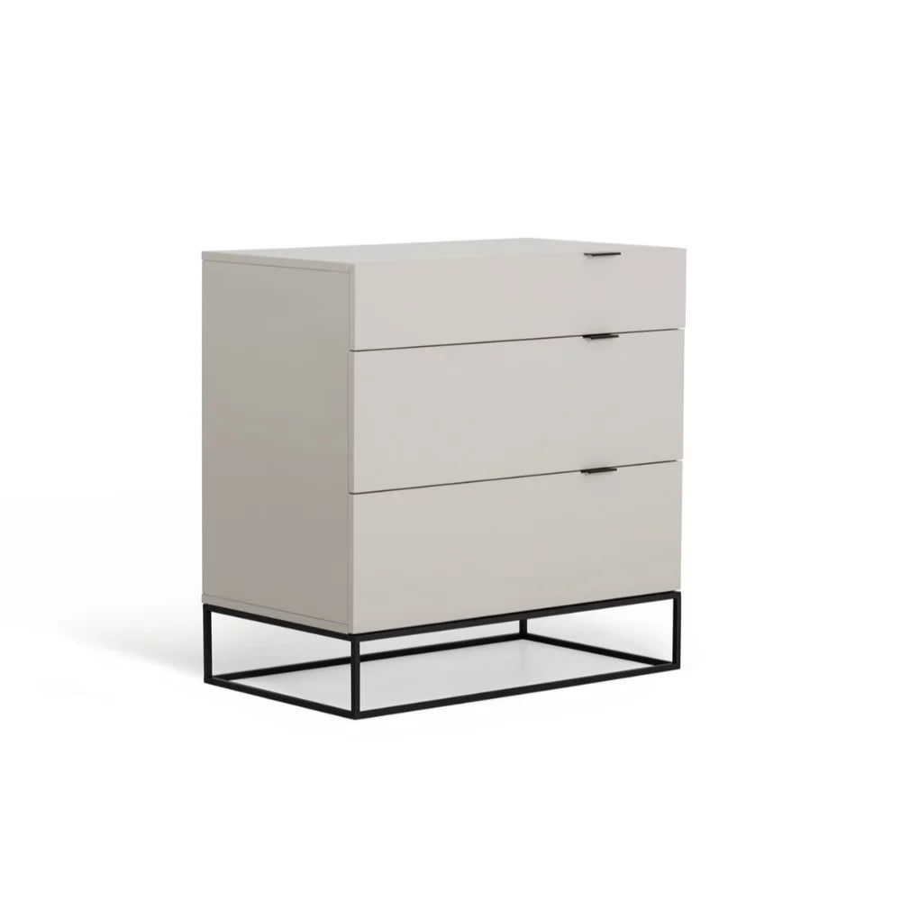 White and Black Wood and Metal 3 Drawer Dresser J236562