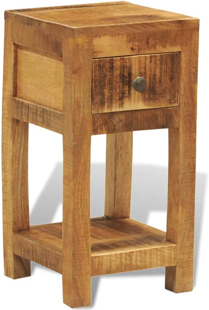 Solid Mango Wood 1 Drawer Side Table N50628