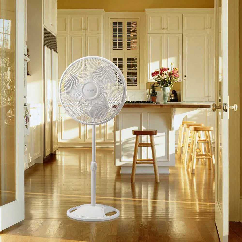 16" 3-Speed Tilting Oscillating Standing Pedestal Fan, White O4521
