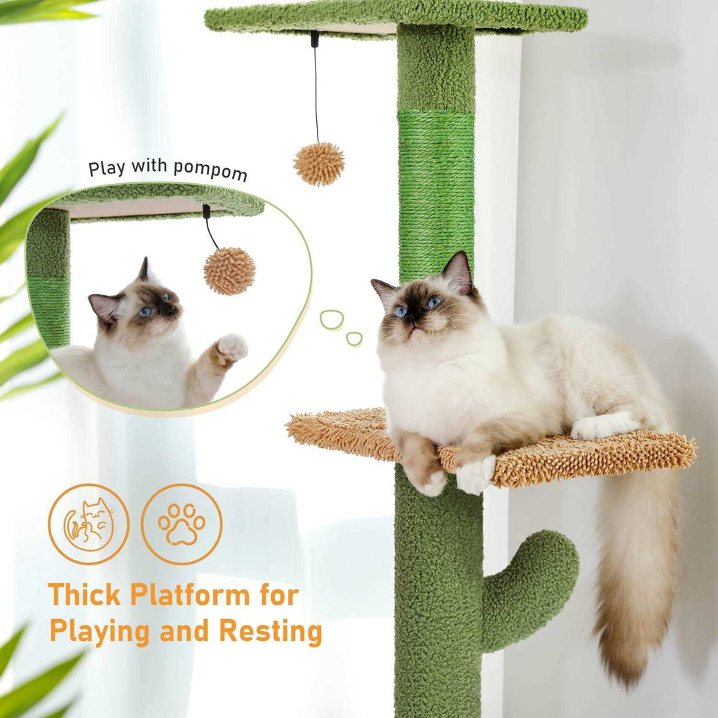 Cactus Cat Tree Floor to Ceiling Cat Tower with Adjustable Height Z846