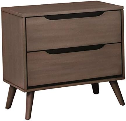 Mid-Century Modern Wood 2-Drawer Nightstand T573722