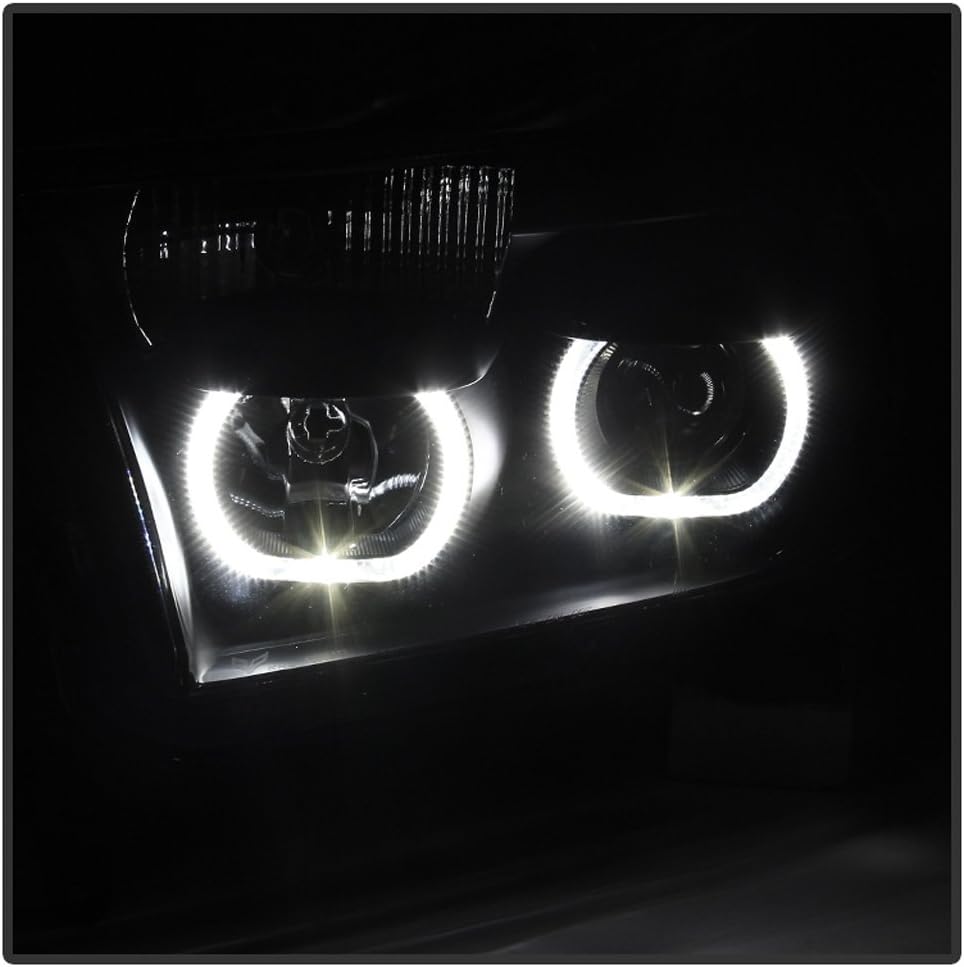 Black LED Projector Headlights Driver + Passenger S9125