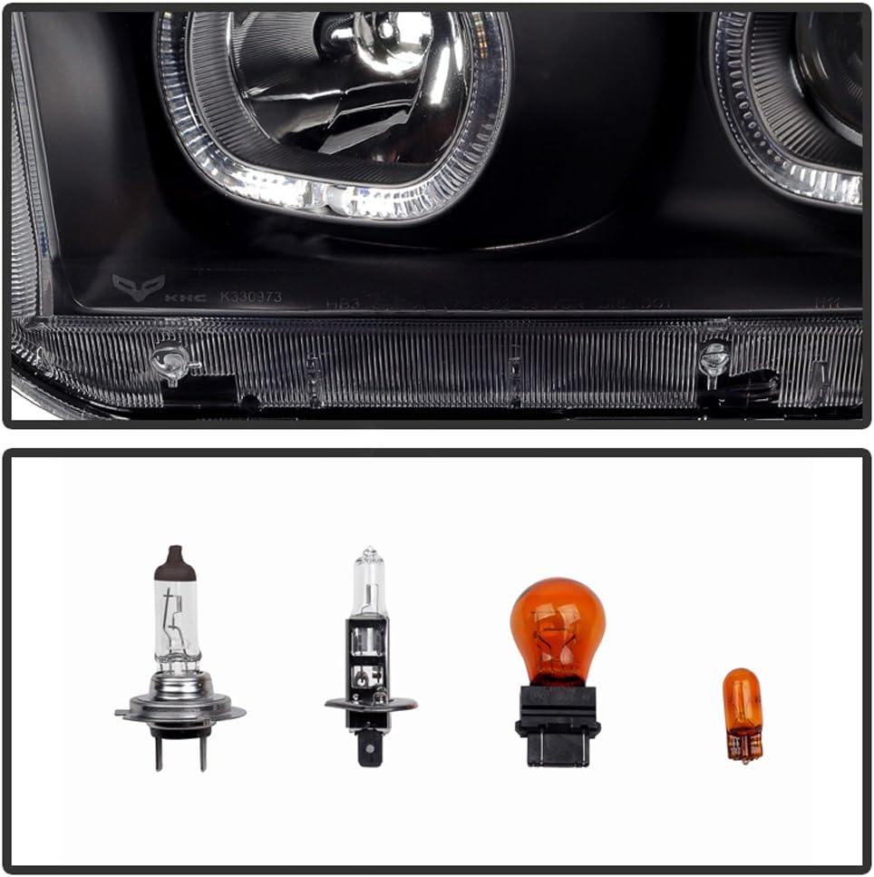 Black LED Projector Headlights Driver + Passenger S9125