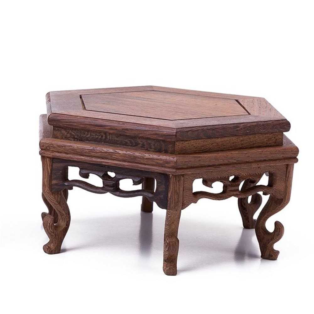 Hexagon Rosewood Fishbowl Vase Stand N907