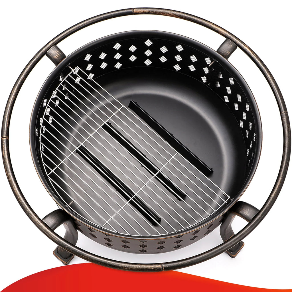 36 inch Wood Burning Fire Pit with Cooking Grill Grate Q9810