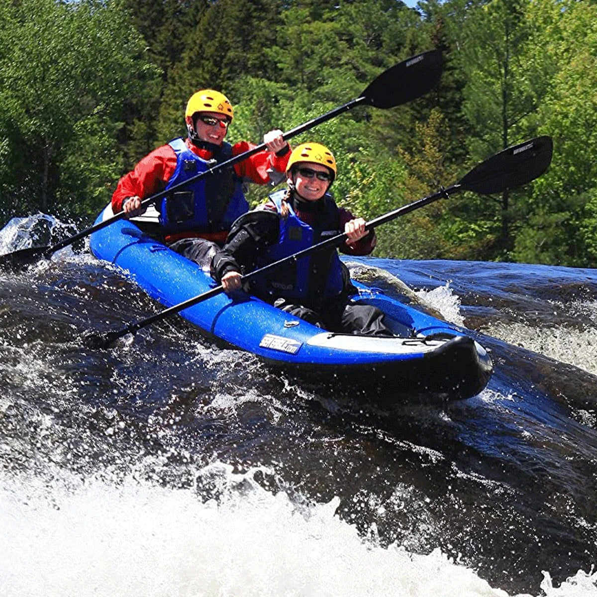 White Blue Inflatable 3 Person Kayak V720746