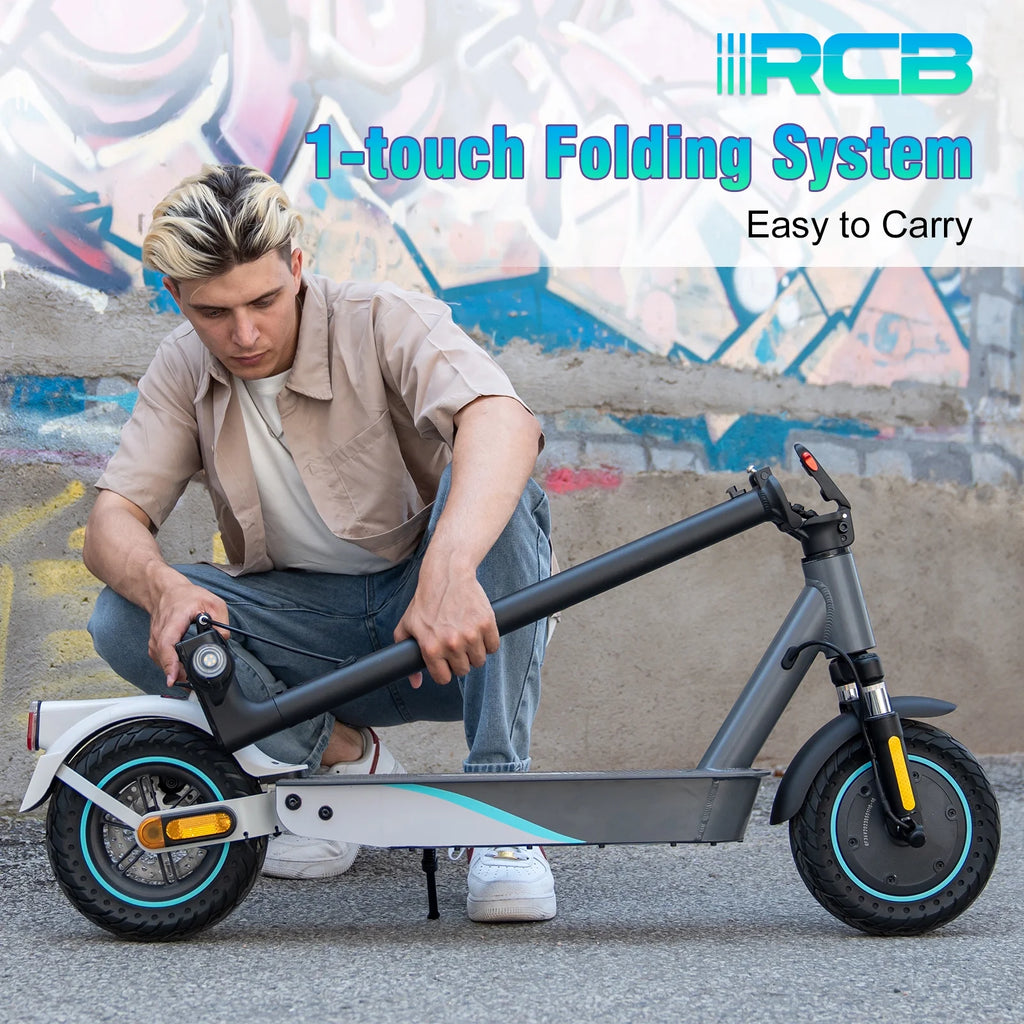 Electric Scooter with 10 Solid Tires, 500W Motor, Folding, Gray L971294