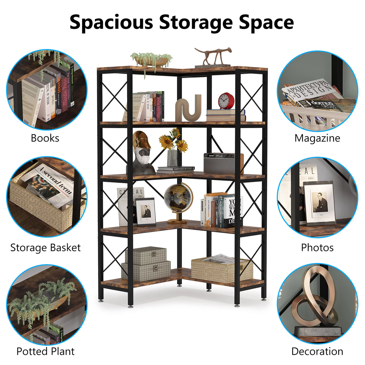5-Tier Corner Bookshelf C858