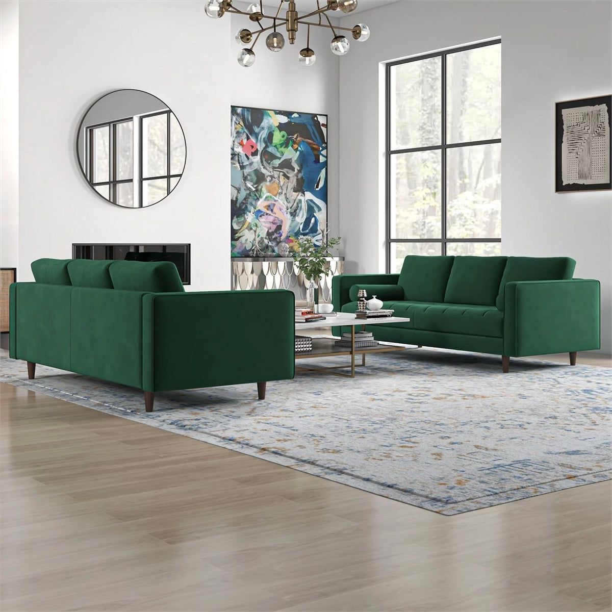 Green Velvet Sofa Set Q934