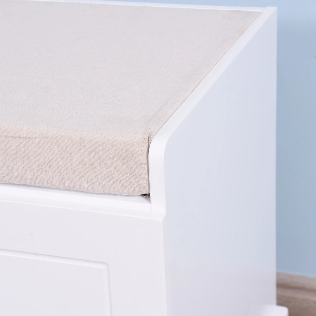White Storage Bench with 2 Drawers M2841