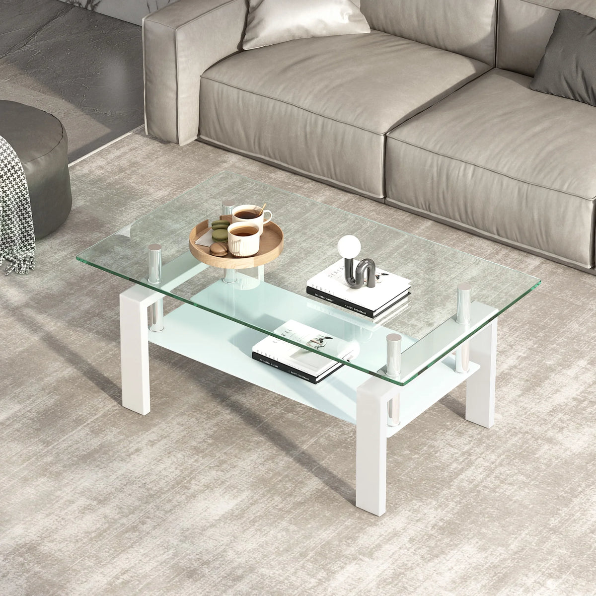 Clear Glass 2-Layer Coffee Table J871387