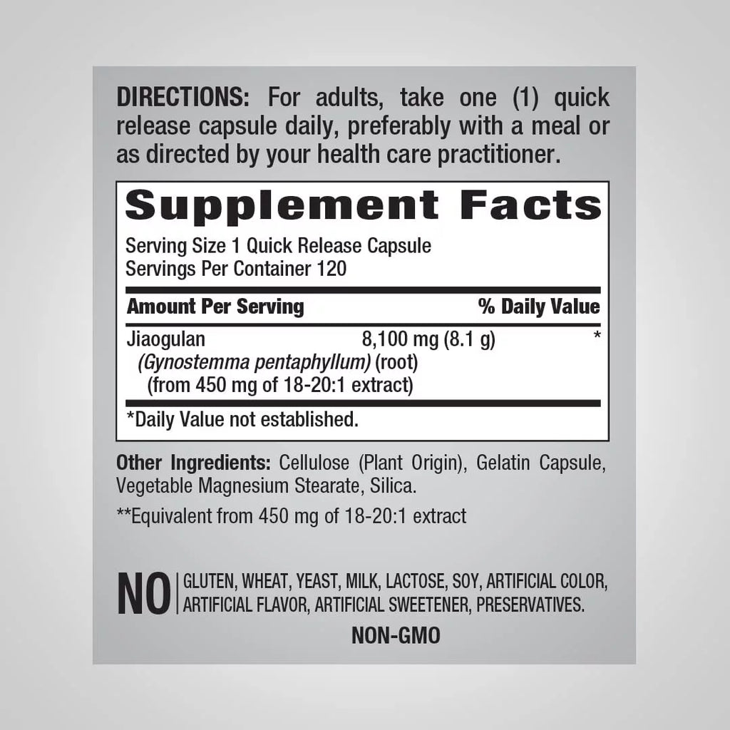 Gynostemma Leaf Extract 8100mg 120 Count Capsules W519394