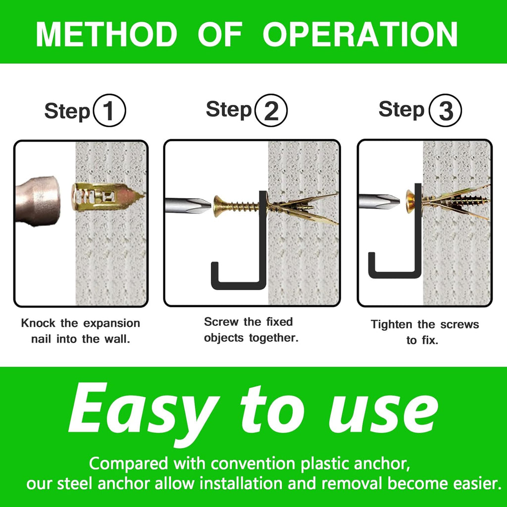 200 PCS Zinc Plated Steel Self-Drilling Drywall Anchors Q361306