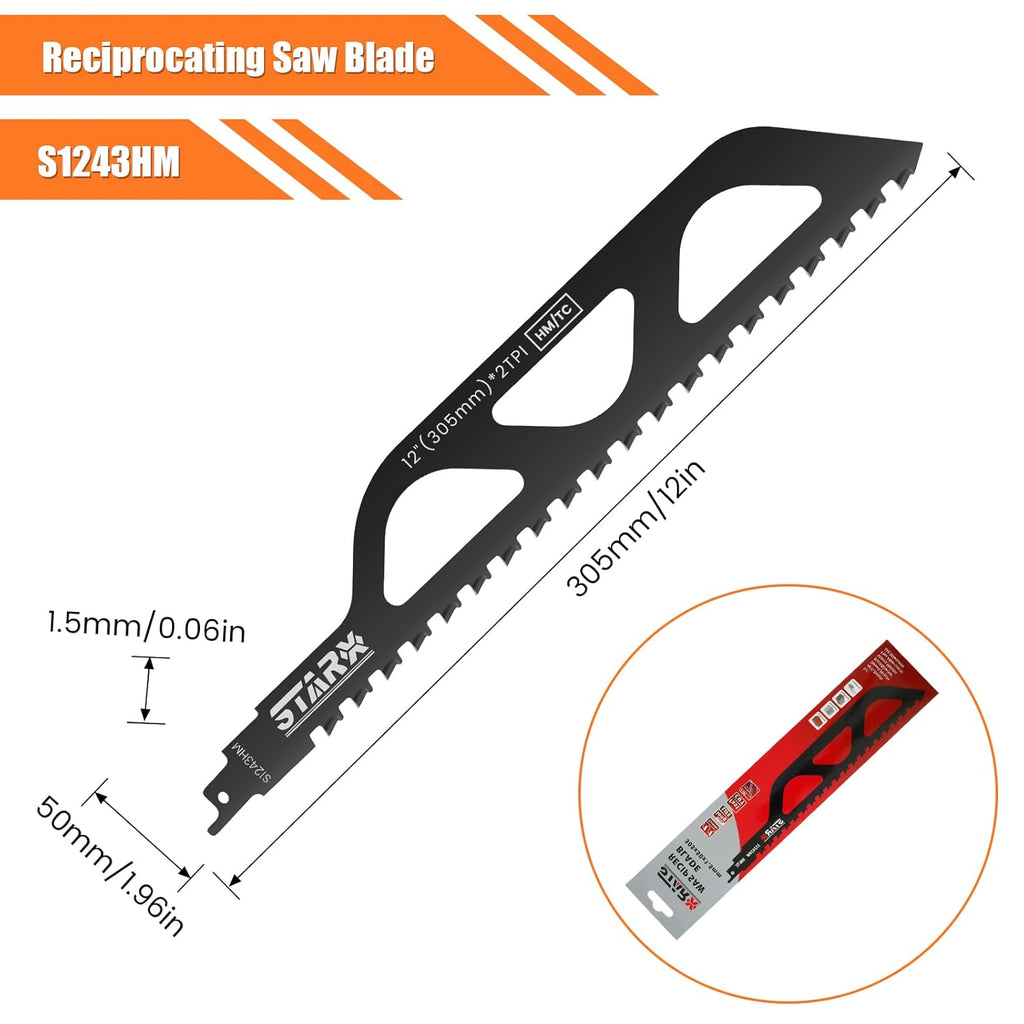 Reciprocating Saw Blades, Hard Alloy Masonry Blade, 12in/305mm L977