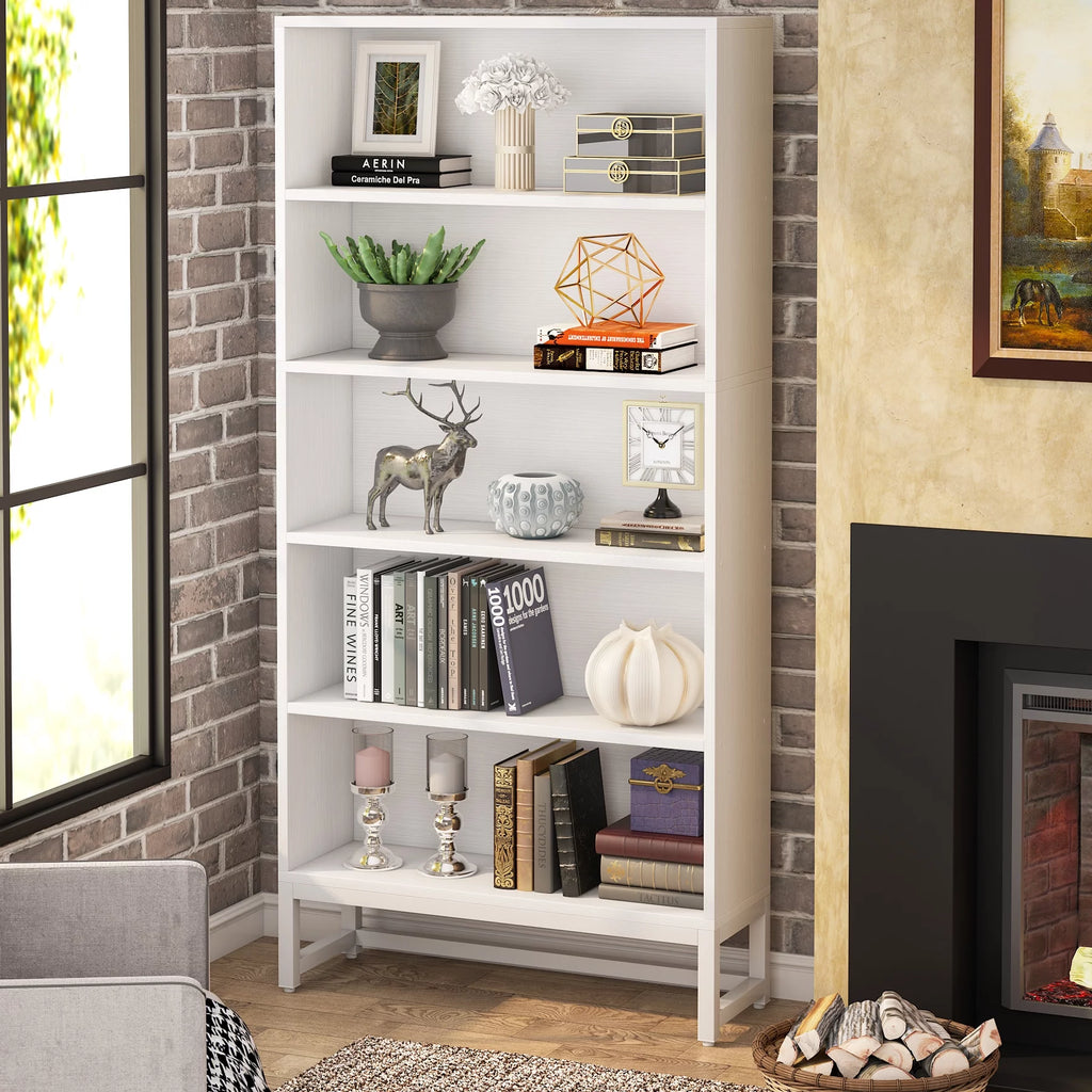 White 5 Shelves Tall Bookcase F315