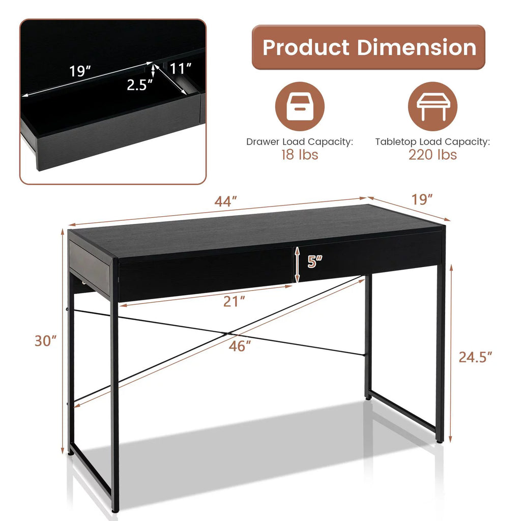 Black Computer Desk with Drawers I862