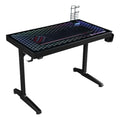 Black Metal Gaming Desk with Tempered Glass Top V610004