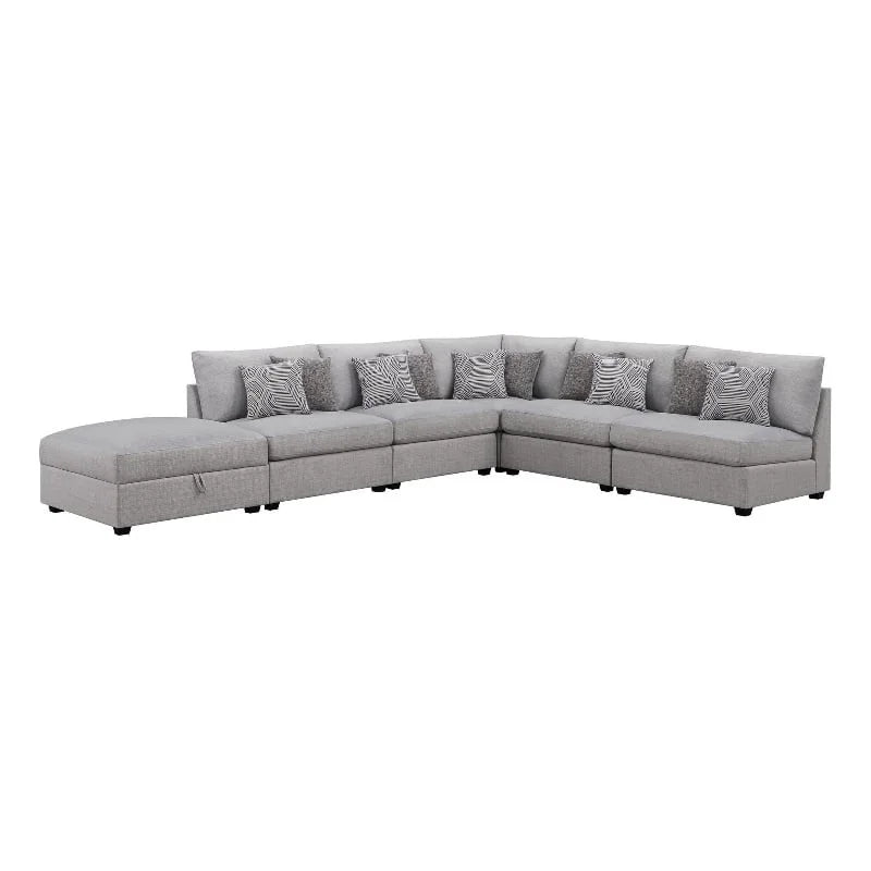 Gray 6-piece Fabric Upholstered Modular Sectional L884