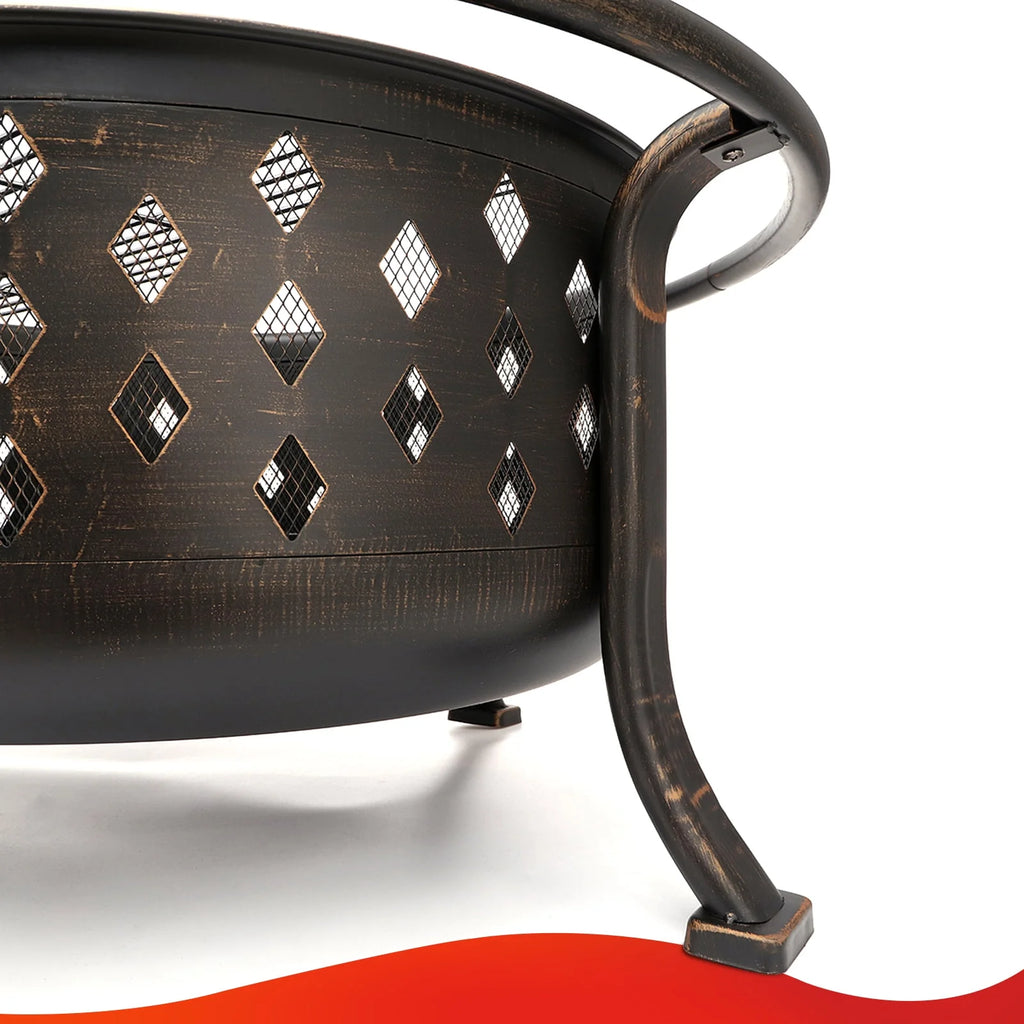 36 inch Wood Burning Fire Pit with Cooking Grill Grate Q9810