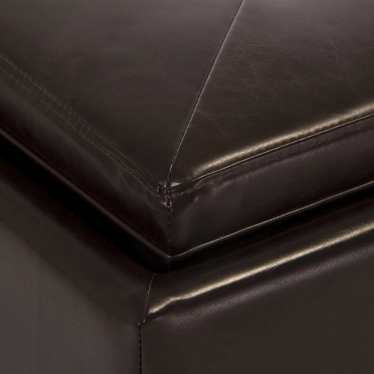 Brown Faux Leather Storage Ottoman T3942