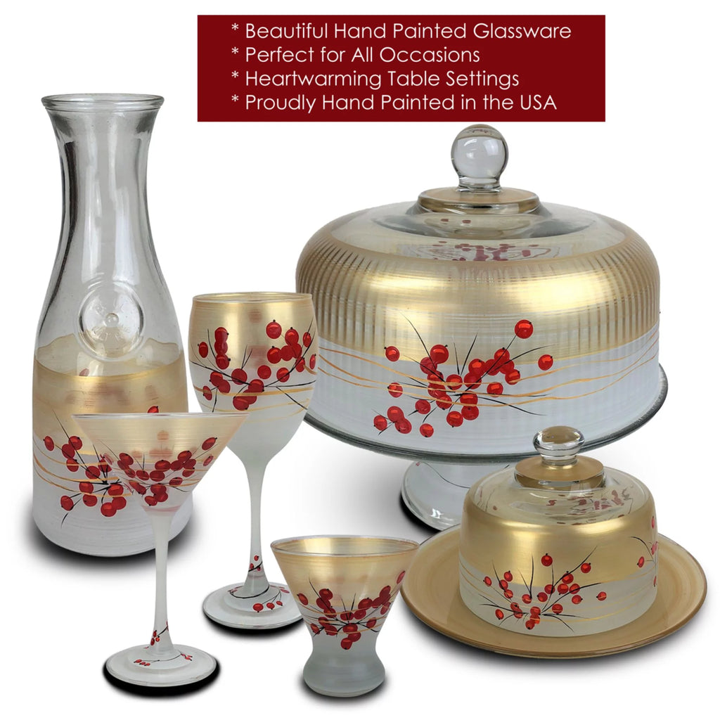 Set of 2 Red and Gold Glass Serving Bowls S712