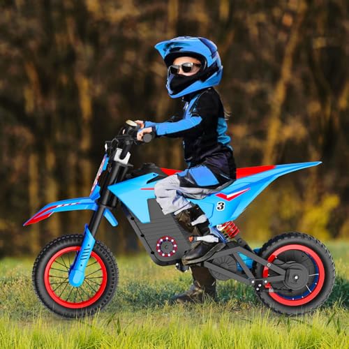 Kids Electric Dirt Bike 25KM/h Adjustable Speed Black T49844