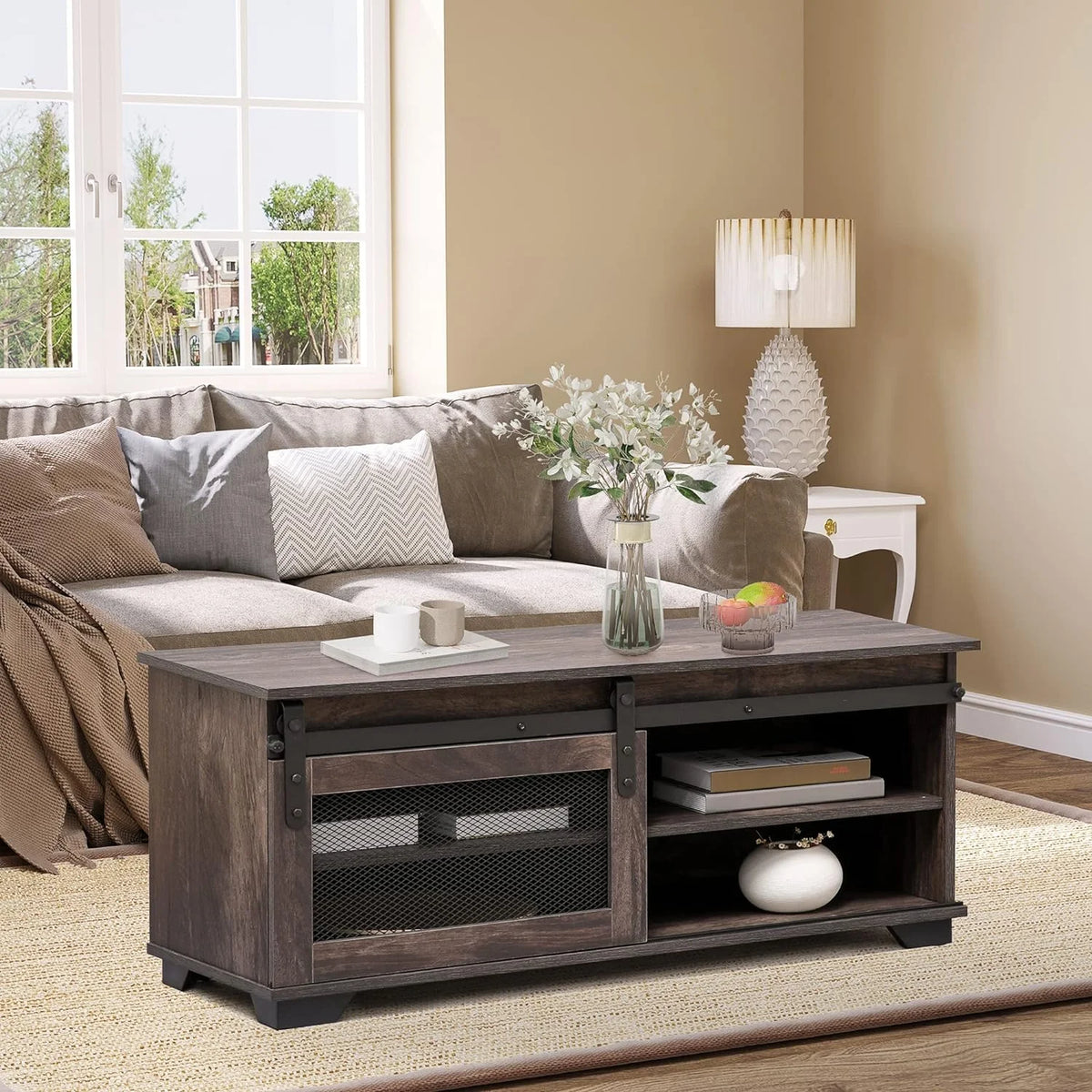 Dark Brown Coffee Table with Storage N4499