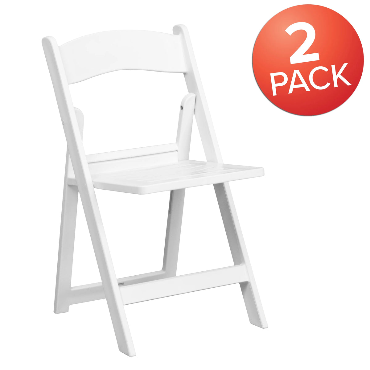2 Pack 800 lb. Capacity White Resin Folding Chair F158