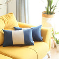 Set Of Two 20" X 12" Grey And Blue Geometric Polyester Lumbar Pillow G268