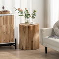 Retro Cylindrical Coffee Table with Vertical Texture A632