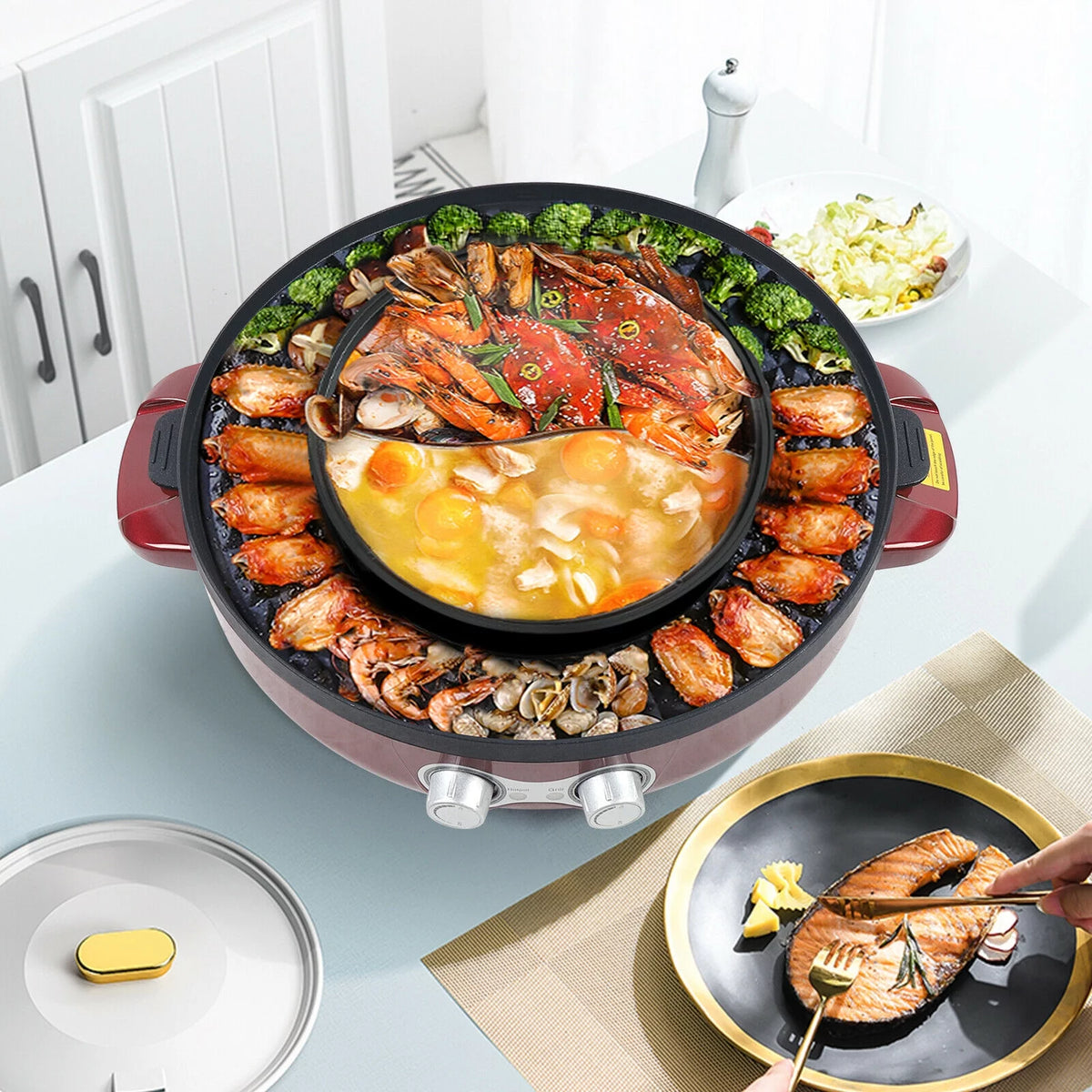 2 In 1 Electric Grill & Hot Pot 2200W O49911