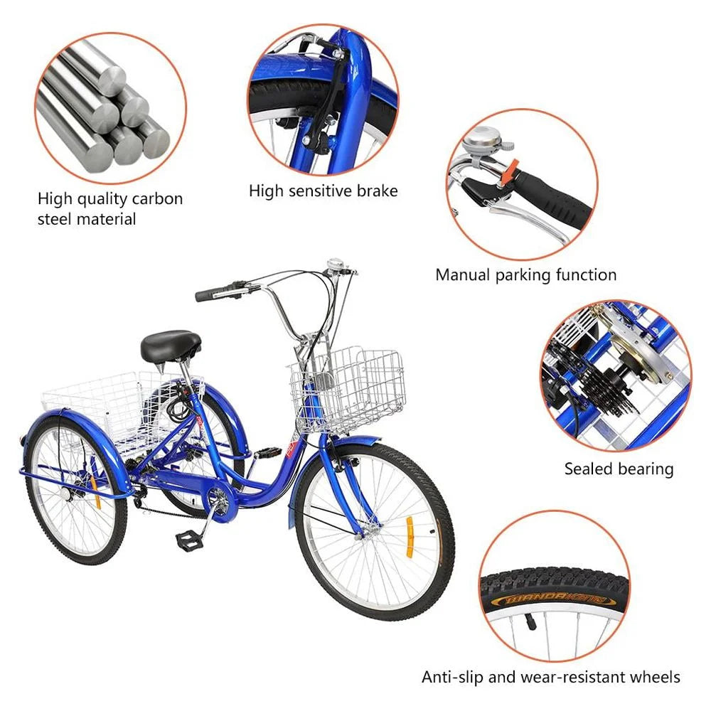 Adult 7 Speed Tricycle with 24 Big 3 Wheels Z35139