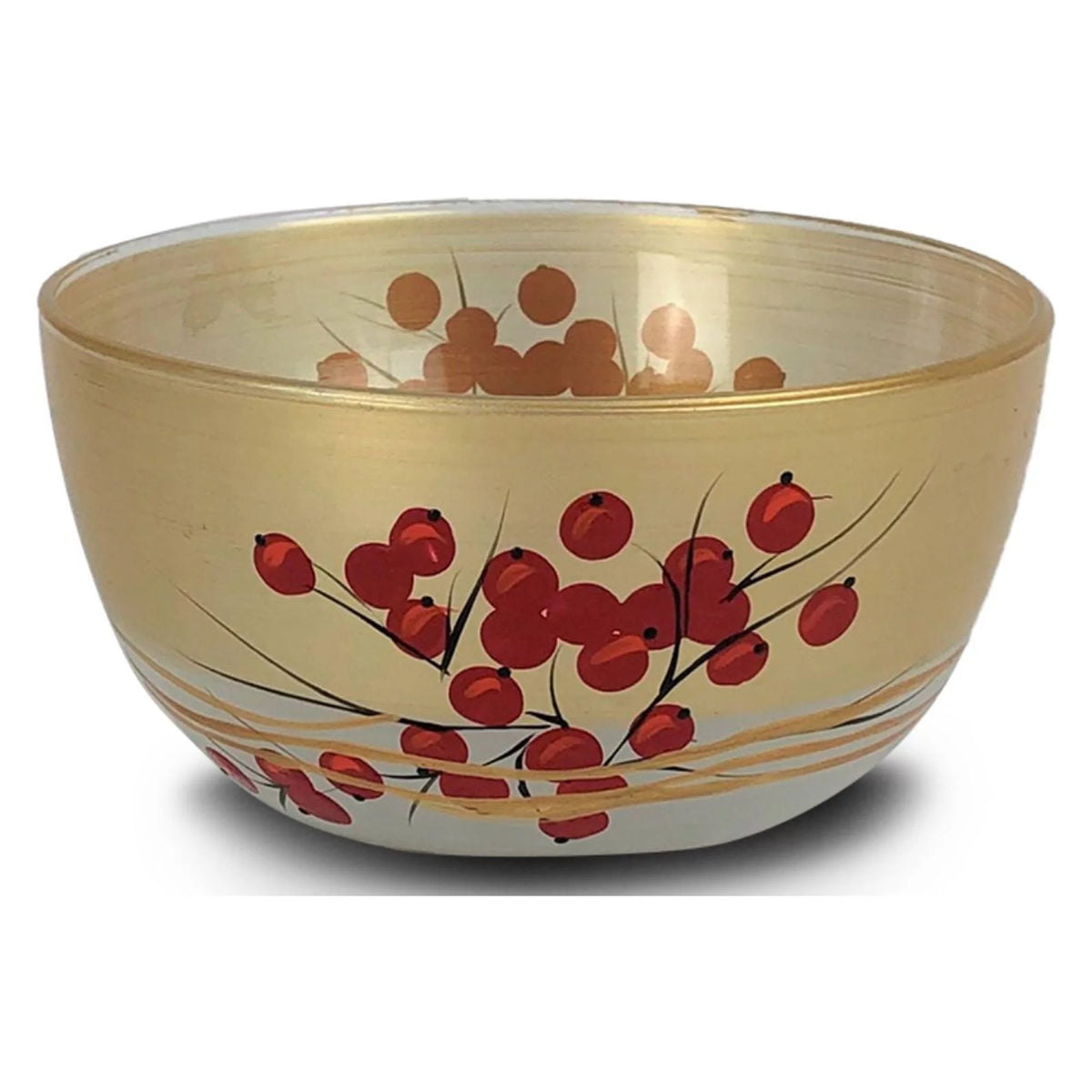 Set of 2 Red and Gold Glass Serving Bowls S712